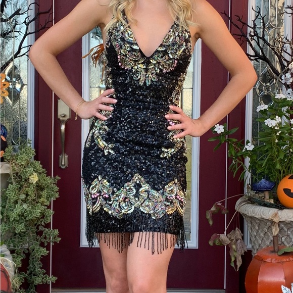 Primavera Couture Fringe Homecoming/Prom Dress - Picture 2 of 7